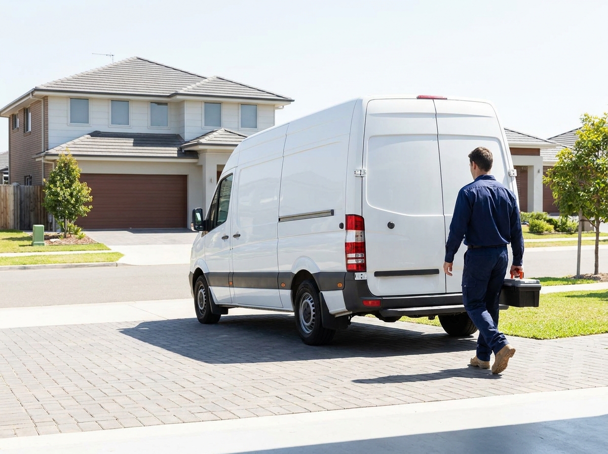 Allen Plumbing service van arriving on the job