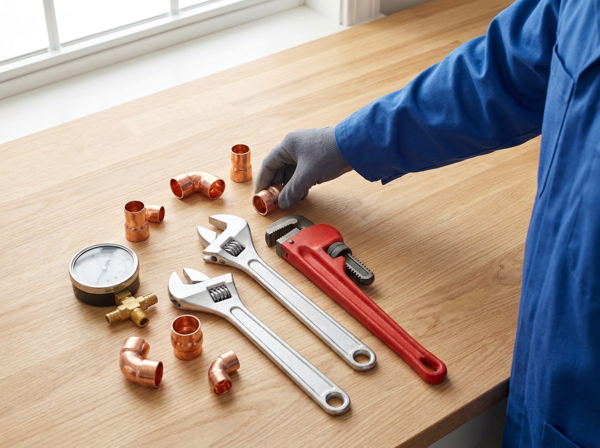 Plumbing tools and hands-on repair work