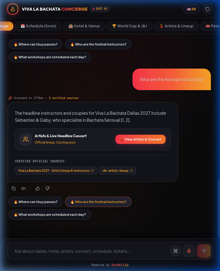 Viva La Bachata 2027 AI Concierge